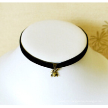 Black Velvet with Fashion Pendant Suede Choker (XJW13676)